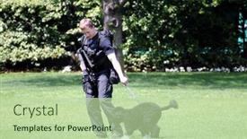  Presentation with dog house - PPT theme having washington-april-24-policeman-catches background and a mint green colored foreground