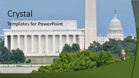  Presentation with lincoln - PPT theme featuring washington dc city view background and a light blue colored foreground