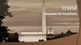  Presentation with lincoln - Presentation design consisting of washington dc city view at a reddish sunrise including lincoln memorial monument and capitol building in sepia background and a coral colored foreground