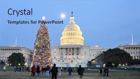 Presentation with christmas tree - Audience pleasing theme consisting of washington dc in christmas - united backdrop and a light blue colored foreground