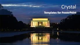  Presentation with mirror reflection - Colorful PPT theme enhanced with washington dc lincoln memorial and mirror reflection on the pool at night backdrop and a ocean colored foreground