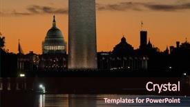  Presentation with monuments - Beautiful PPT theme featuring washington dc monuments in silhouette at sunrise backdrop and a wine colored foreground