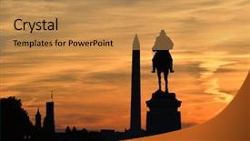  Presentation with memorial - Presentation theme featuring washington dc - ulysses s grant memorial and washington monument silhouettes in sunset background and a gold colored foreground