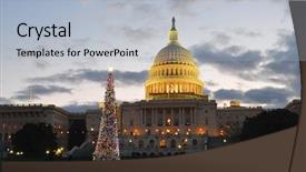  Presentation with united states capitol building - PPT layouts consisting of washington dc united states capitol building with christmas tree in sunrise background and a light blue colored foreground