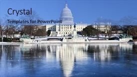  Presentation with capitol - Audience pleasing theme consisting of washington dc in winter backdrop and a teal colored foreground