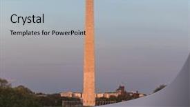  Presentation with reflecting - PPT theme with washington monument mirrored in the reflecting pool in sunset background and a light blue colored foreground