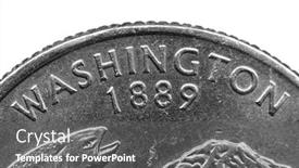  Presentation with quarter - PPT theme having washington-quarter-coin-extreme-close background and a gray colored foreground