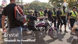  Presentation with bikers - PPT theme consisting of washington-sept-11-police-bikers background and a gray colored foreground