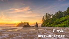  Presentation with piles - Amazing PPT theme having washington usa at ruby beach backdrop and a coral colored foreground