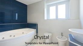  Presentation with hot tub - Slides featuring washrooms - interior of bathroom in modern background and a  colored foreground