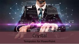  Presentation with formal - Presentation theme consisting of waste charts - businessman in formal attire typing background and a  colored foreground