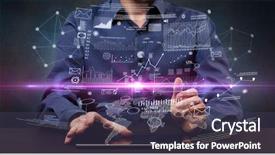  Presentation with formal - Slides having waste charts - businessman in formal attire typing background and a  colored foreground