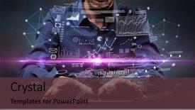  Presentation with formal - Presentation theme having waste charts - businessman in formal attire typing background and a  colored foreground