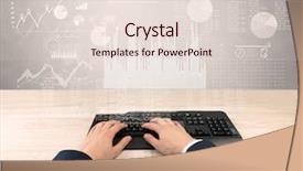  Presentation with financial report - Audience pleasing theme consisting of waste charts - elegant businessman hand typing backdrop and a  colored foreground