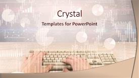  Presentation with financial report - Cool new PPT theme with waste charts - elegant businessman hand typing backdrop and a  colored foreground