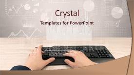  Presentation with financial report - Amazing PPT theme having waste charts - elegant businessman hand typing backdrop and a  colored foreground