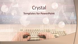  Presentation with financial report - Colorful presentation design enhanced with waste charts - elegant businessman hand typing backdrop and a  colored foreground