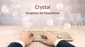  Presentation with financial report - Beautiful slides featuring waste charts - elegant businessman hand typing backdrop and a  colored foreground