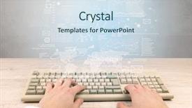  Presentation with financial report - PPT layouts consisting of waste charts - elegant businessman hand typing background and a  colored foreground