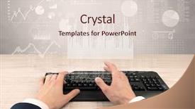  Presentation with financial report - Colorful PPT layouts enhanced with waste charts - elegant businessman hand typing backdrop and a lemonade colored foreground