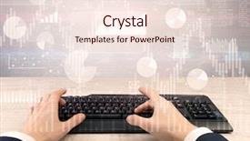  Presentation with financial report - PPT layouts enhanced with waste charts - elegant businessman hand typing background and a lemonade colored foreground