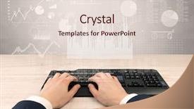  Presentation with financial report - Colorful theme enhanced with waste charts - elegant businessman hand typing backdrop and a lemonade colored foreground