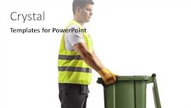  Presentation with white green - PPT theme enhanced with waste-collector-holding-a-green background and a white colored foreground