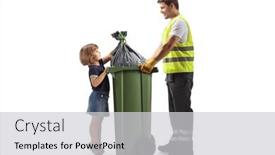  Presentation with white green - Slide deck with waste-collector-holding-a-green background and a light gray colored foreground