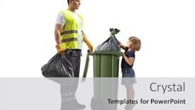  Presentation with waste - Presentation design consisting of waste-collector-with-a-dustbin background and a light gray colored foreground