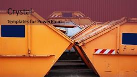  Presentation with waste - Theme with waste container on a recycling background and a  colored foreground