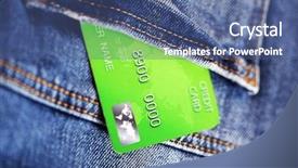  Presentation with cost - Slide deck having waste cost - credit card in jeans pocket background and a  colored foreground