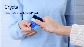  Presentation with cost - Beautiful slide set featuring waste cost - hands holding a credit card backdrop and a light blue colored foreground