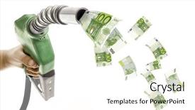  Presentation with fuel - Amazing slides having waste cost - male hand holding green fuel backdrop and a white colored foreground