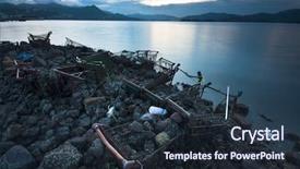  Presentation with garbage - Amazing slides having waste disposal - garbage on the beach backdrop and a  colored foreground