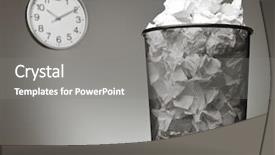  Presentation with bin - PPT theme with waste disposal - recycle bin in an office background and a gray colored foreground