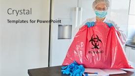  Presentation with waste - Cool new PPT theme with waste-disposal-of-infectious-rubbish backdrop and a light gray colored foreground