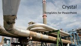  Presentation with waste energy - PPT theme enhanced with waste energy - industrial facility background and a light blue colored foreground