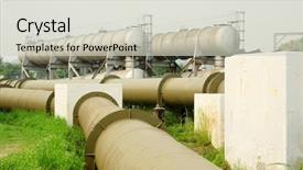  Presentation with heat pipe - Presentation theme featuring waste heat - industrial pipe background and a soft green colored foreground