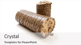  Presentation with clipping - Theme enhanced with waste heat - wooden briquettes on a white background and a white colored foreground