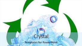  Presentation with recycle plastic - Slide deck featuring waste icon - recycle concept plastic bottles background and a light blue colored foreground