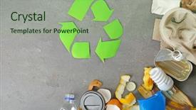  Presentation with waste - Theme with waste icon - recycling sign and garbage background and a seafoam green colored foreground