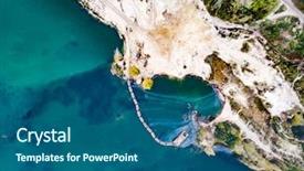  Presentation with sand mining - Colorful slides enhanced with waste land - aerial shoot of a lake backdrop and a ocean colored foreground