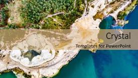  Presentation with sand mining - Theme with waste land - aerial shoot of a lake background and a yellow colored foreground