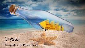  Presentation with waste - Slide set enhanced with waste land - ship in a bottle lying background and a coral colored foreground