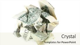  Presentation with history of dollar - PPT theme with waste money - crumpled dollar background and a  colored foreground