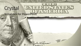  Presentation with waste - Slide deck enhanced with waste money - torn dollar banknote with space background and a mint green colored foreground