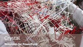  Presentation with waste - PPT theme enhanced with waste-paper-scraps-of-printed background and a coral colored foreground