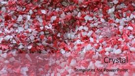  Presentation with plastics - PPT theme featuring waste management recycle - waste plastics before recycling closeup background and a coral colored foreground