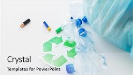 Presentation with plastic reuse - Audience pleasing presentation theme consisting of waste recycling reuse garbage disposal backdrop and a white colored foreground