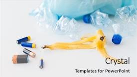  Presentation with garbage - Audience pleasing PPT theme consisting of waste recycling reuse garbage disposal backdrop and a white colored foreground